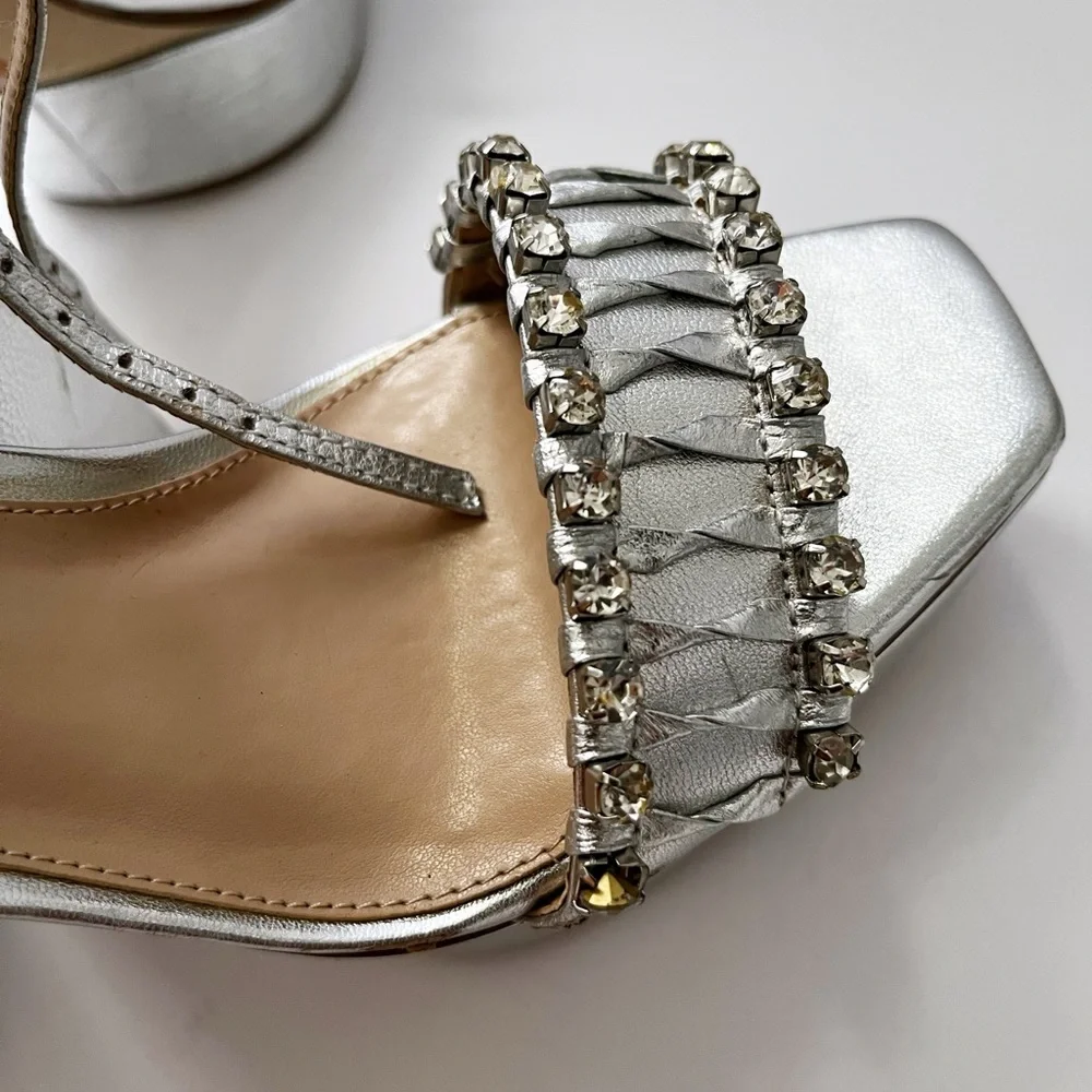 Sam Edelman Ninette Silver Platform Heels Size 7